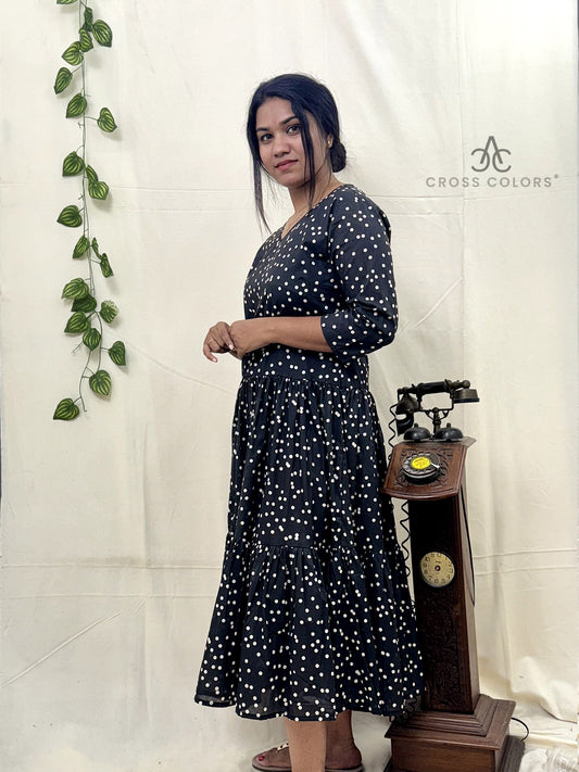 Black Polka Dot Anarkali Kurti