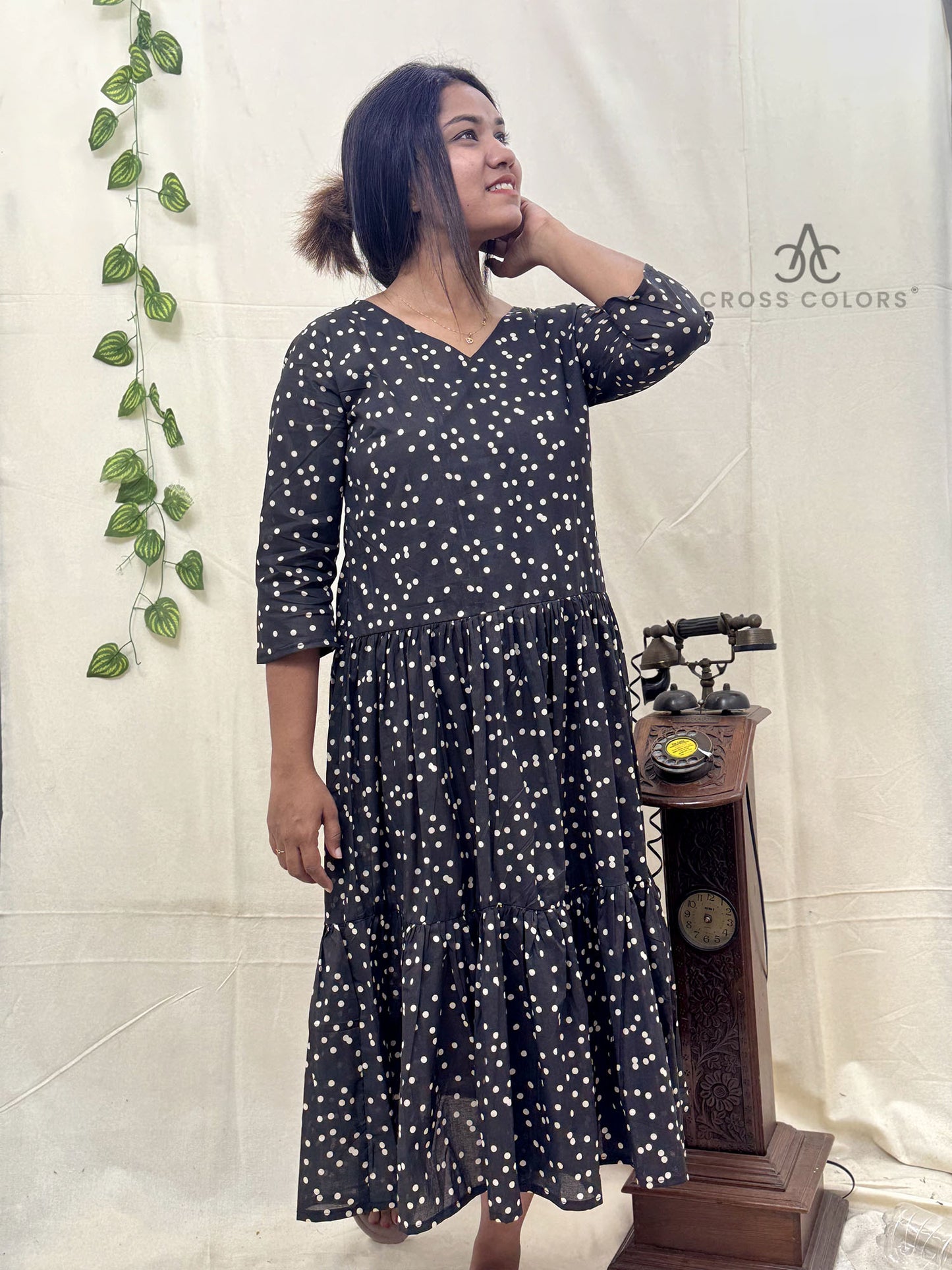 Black Polka Dot Anarkali Kurti