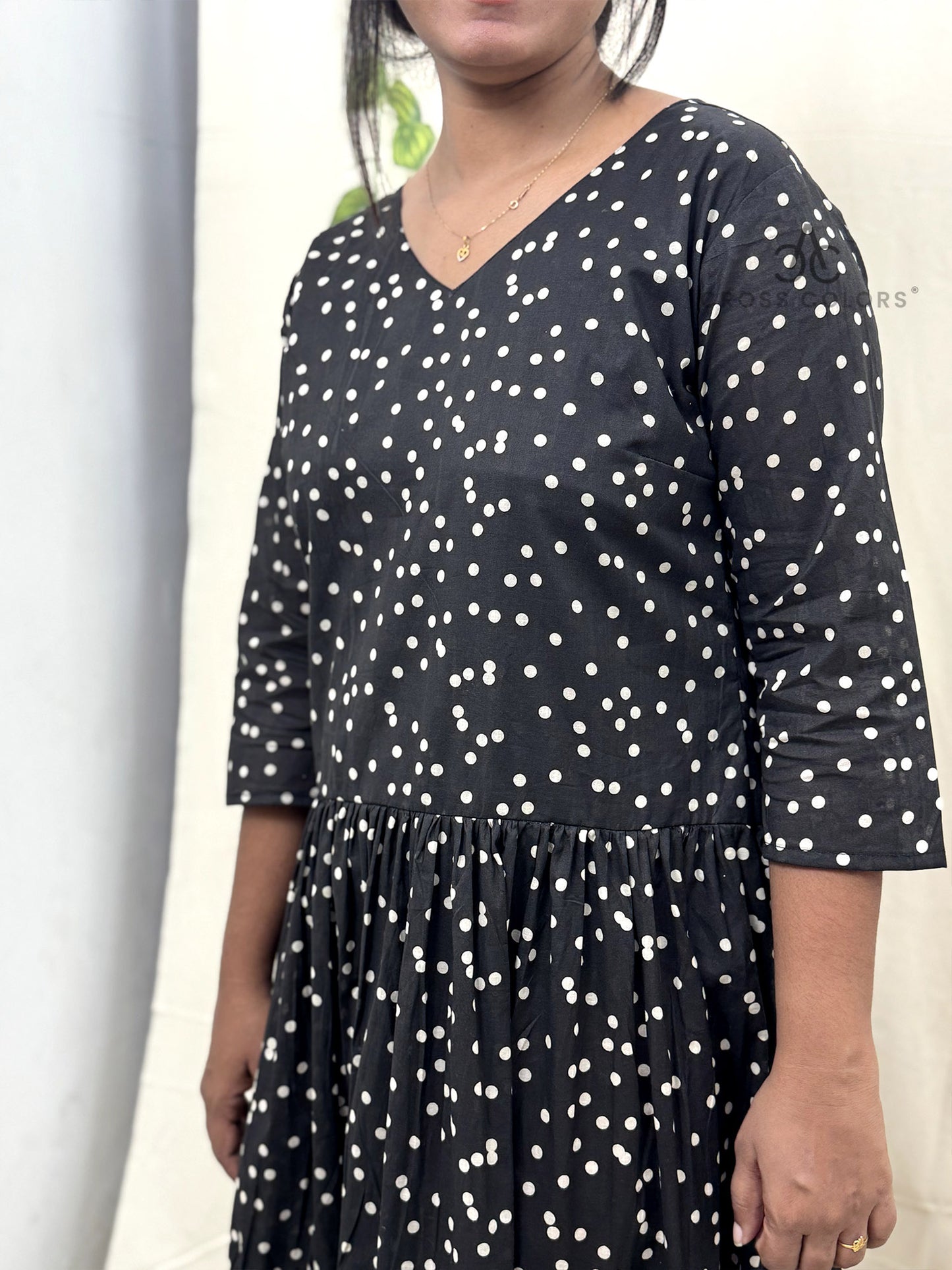 Black Polka Dot Anarkali Kurti