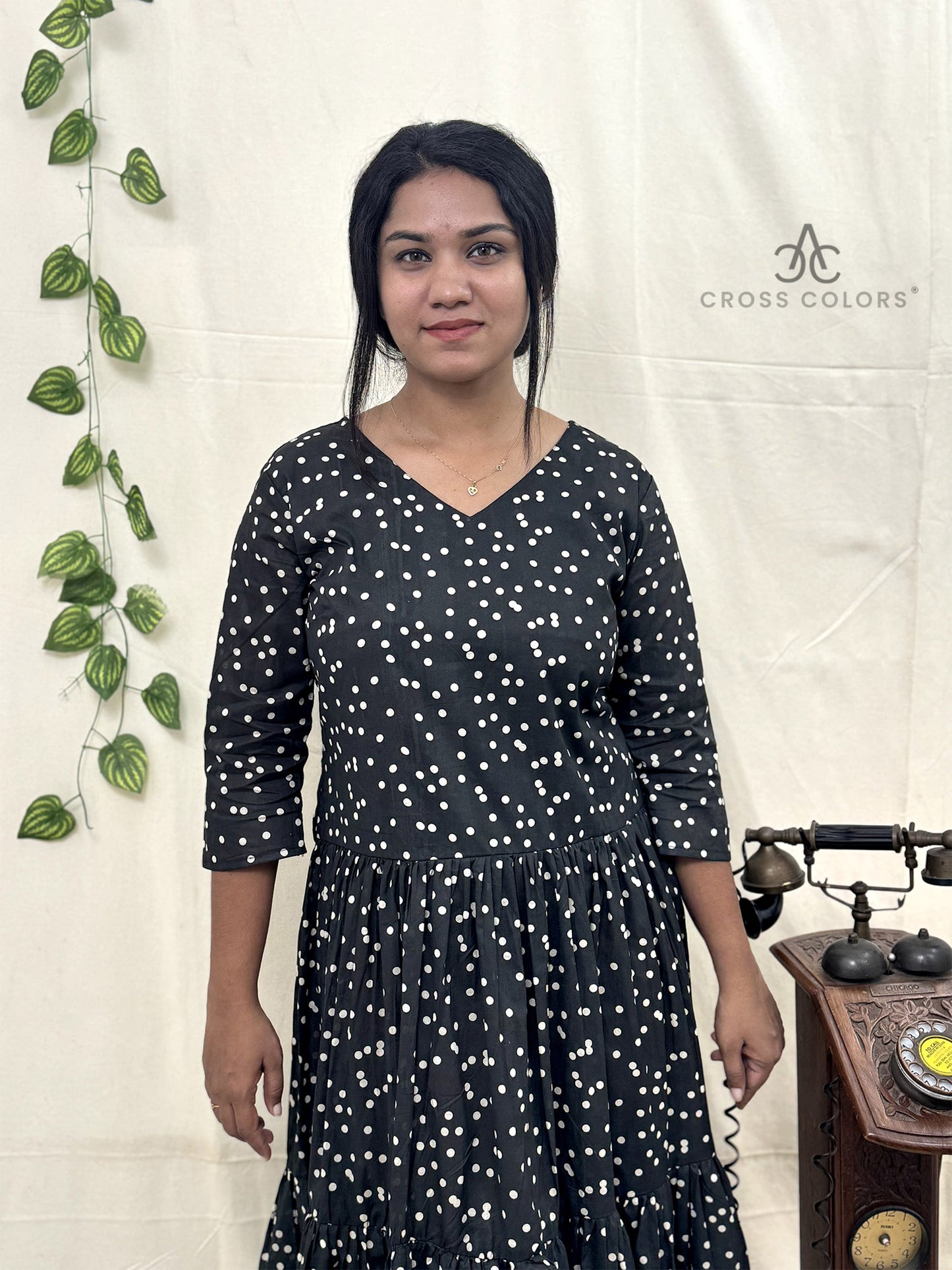 Black Polka Dot Anarkali Kurti