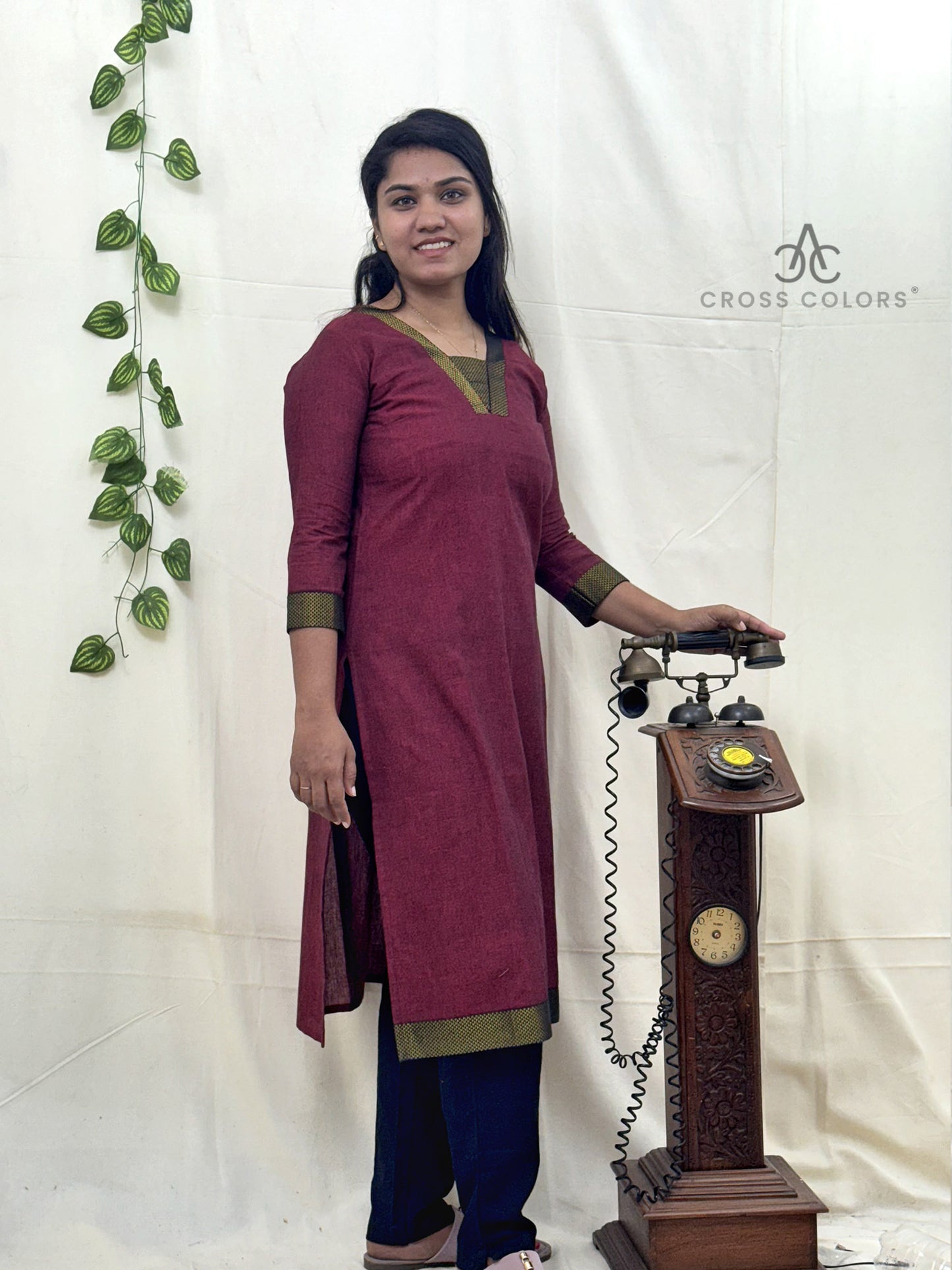 Maroon Zari Border Kurti