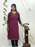 Maroon Zari Border Kurti
