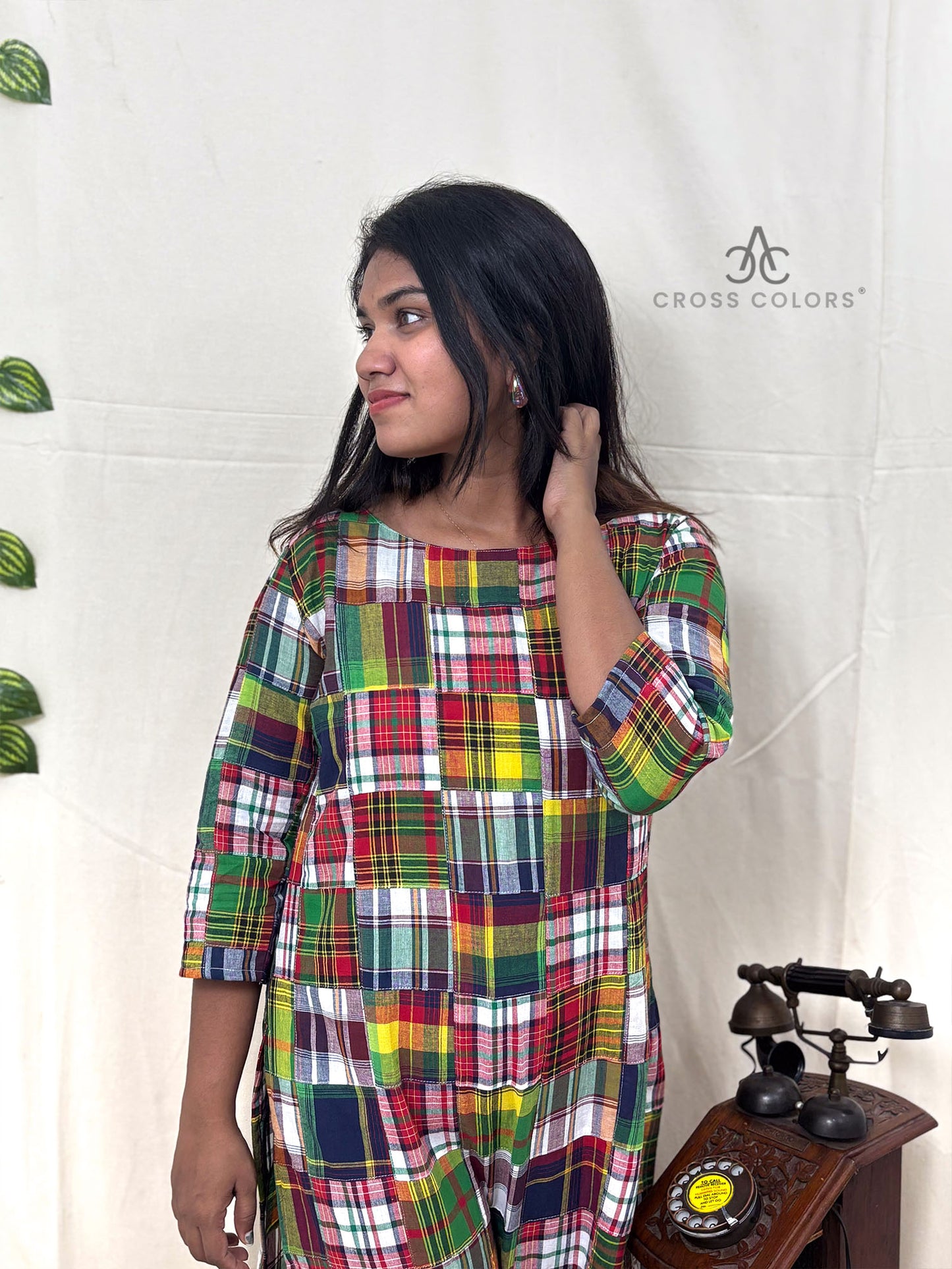 Multicolor Patchwork Short Kurti | 100% Cotton | 3/4 Sleeve Design