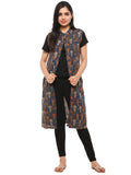 Kalamkari Long Overcoat - Blue