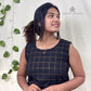 Elegant Black Cotton Sleeveless Kurta with Gold Zari Check Design