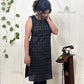 Elegant Black Cotton Sleeveless Kurta with Gold Zari Check Design