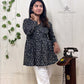 Black Polka Dot Print Indo Western Short Kurti
