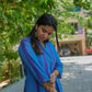 Blue & Royal Blue Striped Princess-Cut A-Line Kurti | 100% Handloom Cotton | 3/4 Sleeves