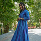 Blue & Royal Blue Striped Princess-Cut A-Line Kurti | 100% Handloom Cotton | 3/4 Sleeves