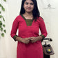 Bright Maroon Zari Border Kurti