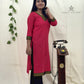 Bright Maroon Zari Border Kurti