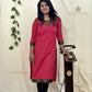 Bright Maroon Zari Border Kurti