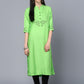 Lime Green Rayon Embroidered Straight Kurta