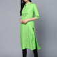 Lime Green Rayon Embroidered Straight Kurta