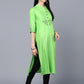 Lime Green Rayon Embroidered Straight Kurta