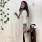 Light Beige Straight Kurti with Zari Patch | 100% Cotton | 3/4 Sleeves