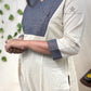 Light Beige Straight Kurti with Zari Patch | 100% Cotton | 3/4 Sleeves