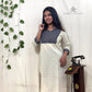 Light Beige Straight Kurti with Zari Patch | 100% Cotton | 3/4 Sleeves