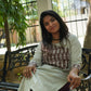 Light Gray Straight Kurti with Block Print Patch | 100% Cotton | 3/4 Sleeves