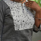 Gray Straight Kurti with Musical Print Patch | 100% Cotton | 3/4 Sleeves
