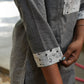 Gray Straight Kurti with Musical Print Patch | 100% Cotton | 3/4 Sleeves