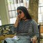 Gray Straight Kurti with Dabby Design Patch | 100% Cotton | 3/4 Sleeves