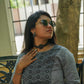 Gray Straight Kurti with Dabby Design Patch | 100% Cotton | 3/4 Sleeves