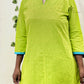 Bright Green Straight Kurti – Semi Chinese Collar with 3/4 Sleeves