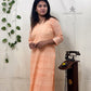 Orange Raindrop Print Straight Kurti | 100% Cotton | 3/4 Sleeve Design