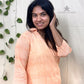 Orange Raindrop Print Straight Kurti | 100% Cotton | 3/4 Sleeve Design