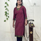 Maroon Zari Border Kurti