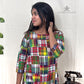 Multicolor Patchwork Short Kurti | 100% Cotton | 3/4 Sleeve Design