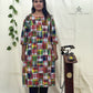 Multicolor Patch Work Kurti – Boat Neck Straight Fit for a Vibrant Look