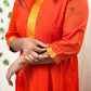 Orange Mangalagiri Zari Border Anarkali Kurti | 100% Cotton | 3/4 Sleeves