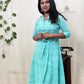 Light Teal Indo-Western Long Dress with Hip Belt | 100% Cotton ✅