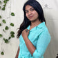 Light Teal Indo-Western Long Dress with Hip Belt | 100% Cotton ✅
