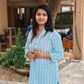 Chinese Collar Striped Kurti – Stylish 3/4 Sleeve Straight Fit for Everyday Elegance
