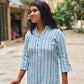 Chinese Collar Striped Kurti – Stylish 3/4 Sleeve Straight Fit for Everyday Elegance