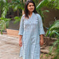 Chinese Collar Striped Kurti – Stylish 3/4 Sleeve Straight Fit for Everyday Elegance