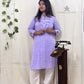 Violet Straight Kurti with Chest Pintuck Style | 100% Cotton | 3/4 Sleeves