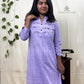 Violet Straight Kurti with Chest Pintuck Style | 100% Cotton | 3/4 Sleeves