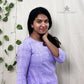 Violet Indo-Western Long Dress with Hip Pintuck Style | 100% Cotton | 3/4 Sleeves