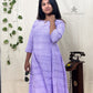 Violet Indo-Western Long Dress with Hip Pintuck Style | 100% Cotton | 3/4 Sleeves