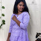 Violet Indo-Western Long Dress with Hip Pintuck Style | 100% Cotton | 3/4 Sleeves
