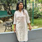 White Striped Kurti – Chinese Collar Straight Fit with 3/4 Sleeves