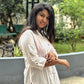 White Striped Kurti – Chinese Collar Straight Fit with 3/4 Sleeves