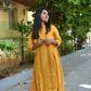 Yellow Striped Princess-Cut A-Line Kurti | 100% Handloom Cotton | 3/4 Sleeves